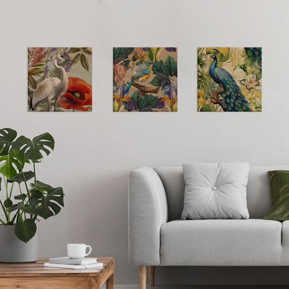 Ambientazione a trittico Wood Art Jungle Crane