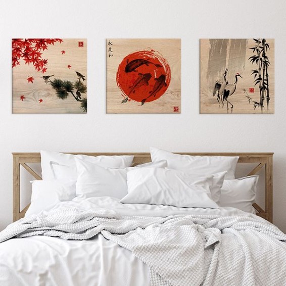 Ambientazione a trittico Wood Art Carps Ink