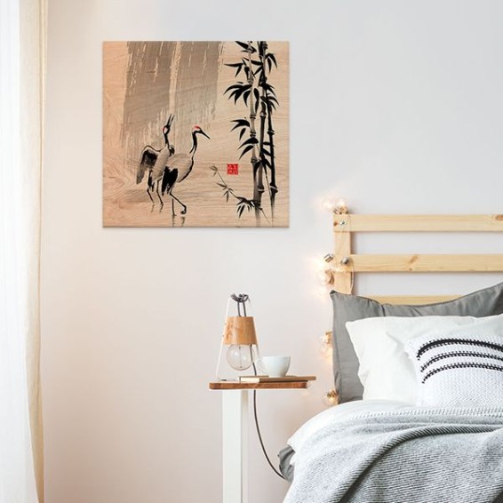 Ambientazione Wood Art Herons Ink