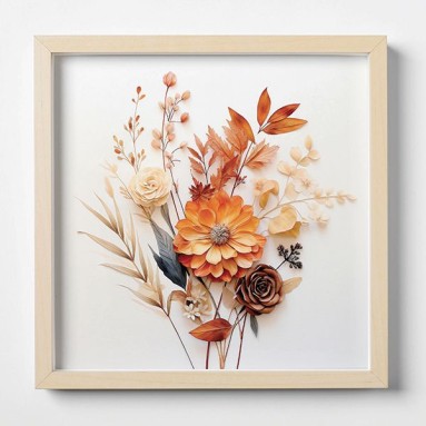 Quadro Plexiglas con cornice MDF - 3DArt - Orange DryFlowers