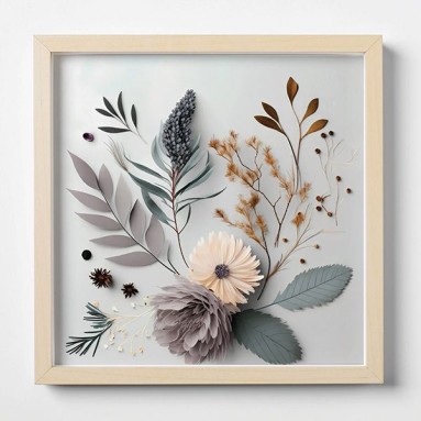 Quadro Plexiglas con cornice MDF - 3DArt - Blue DryFlowers