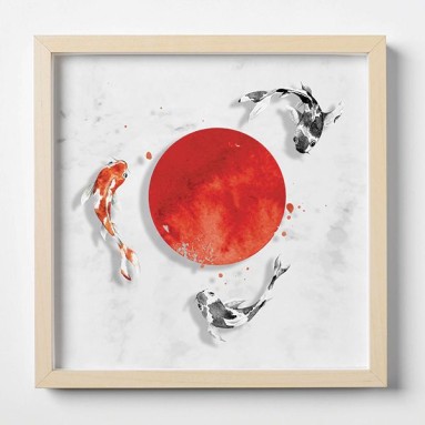 Quadro Plexiglas con cornice MDF - 3DArt - Japanese Carp