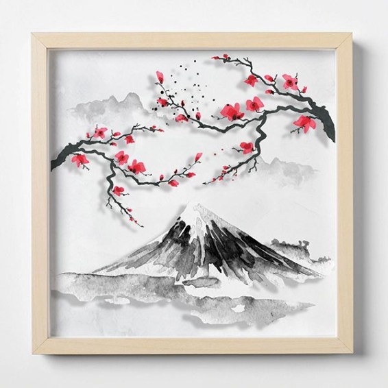 Quadro Plexiglas con cornice MDF - 3DArt - Japanese Fuji