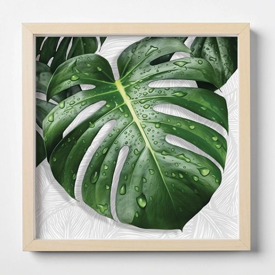 Quadro Plexiglas con cornice MDF - 3DArt - Monstera Leaves