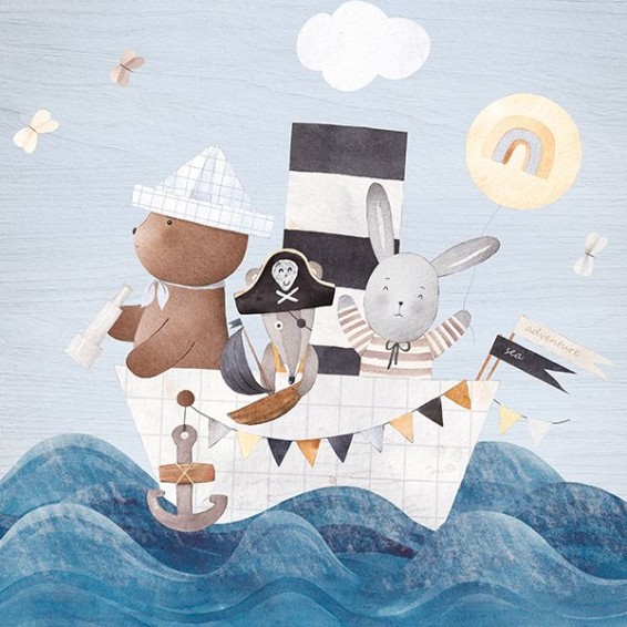  Stampa su Legno - Wood Art - Smiling Friends Sailing