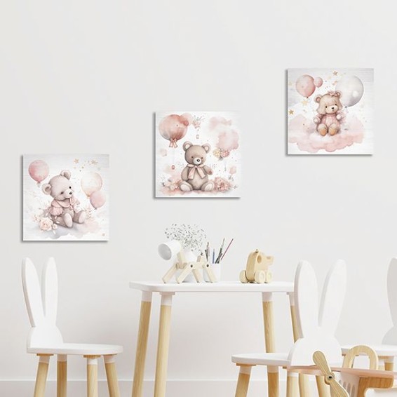 Wood Art - Bear with Baloons