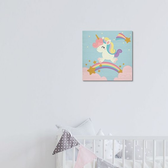 Quadri in Legno - Wood Art - Rainbow Unicorn