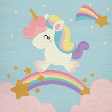  Stampa su Legno - Wood Art - Rainbow Unicorn