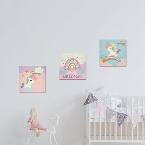 Wood Art - Rainbow Unicorn