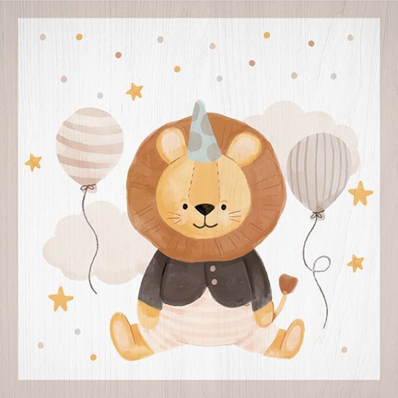  Stampa su Legno - Wood Art - Lion Birthday