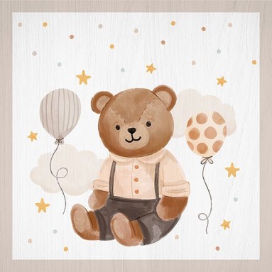 Stampa su Legno - Wood Art - Bear Birthday
