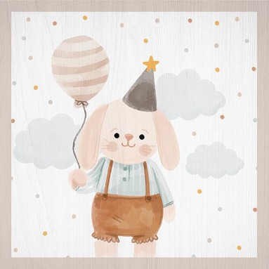  Stampa su Legno - Wood Art - Rabbit Birthday