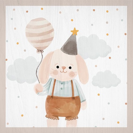  Stampa su Legno - Wood Art - Rabbit Birthday