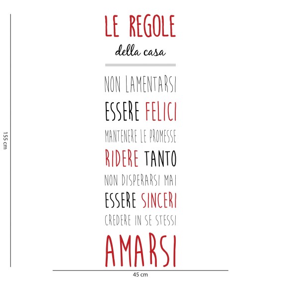 Decorazione adesiva per muri Frase Adesiva - Regole