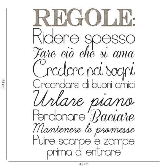 Decorazione adesiva per muri Frase Adesiva - Regole della Casa