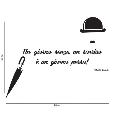 Decorazione adesiva per muri Frase Adesiva - Charlie Chaplin