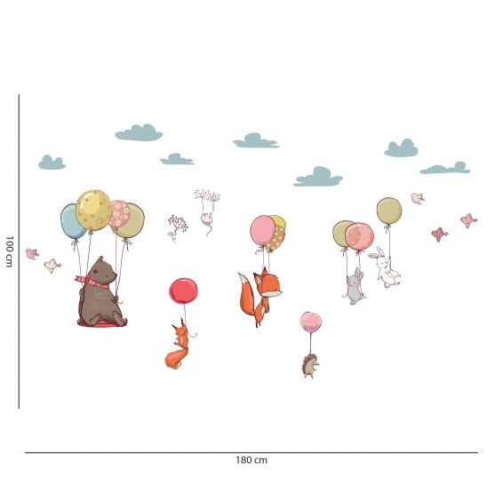 Adesivi Murali Camerette Flying Animals Bubble Free