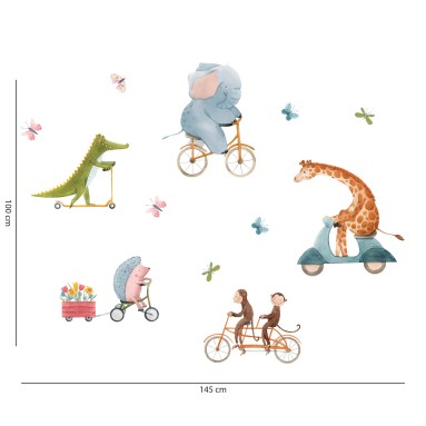 Adesivi Murali Camerette Riding Animals Bubble Free