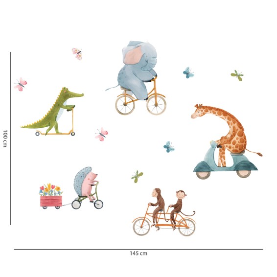 Adesivi Murali Camerette Riding Animals Bubble Free