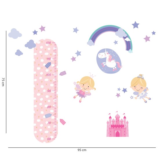 Adesivi Murali Camerette Baby Metro Crescita Fatine Bubble Free