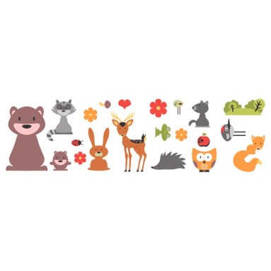 grafica prodotto adesivi murali per camerette forest animals