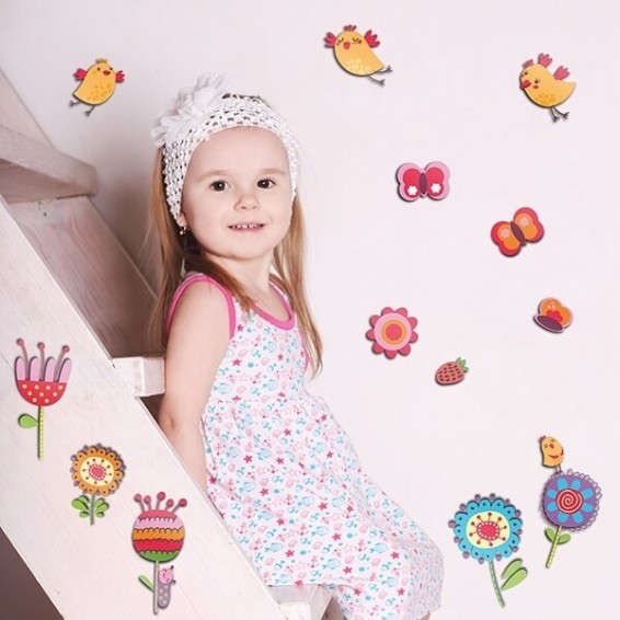 ambientazione prodotto per camerette 3 leavels birds and flowers