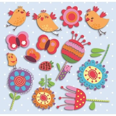 grafica prodotto per camerette 3 leavels birds and flowers