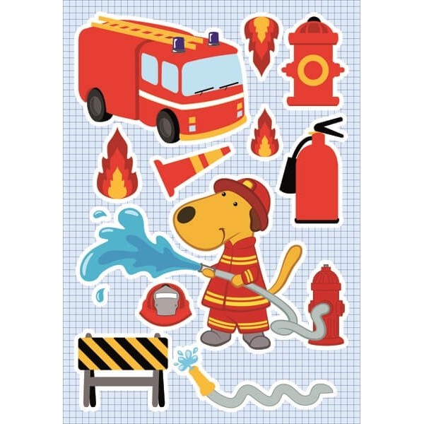 grafica prodotto per camerette adesivi murali fireman