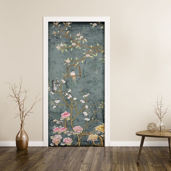 ambientazione prodotto rivestimento per porta romantic ramage