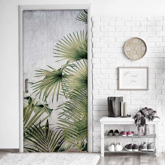 ambientazione prodotto rivestimento per porta vintage tropical