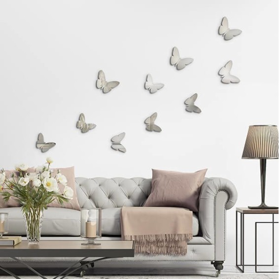 ambientazione prodotto spring decor silver butterflies