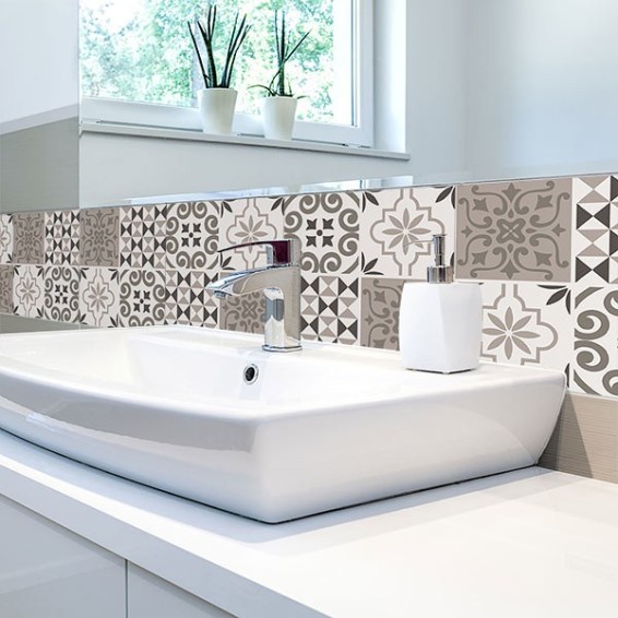 ambientazione piastrelle adesive x6 maiolica brown