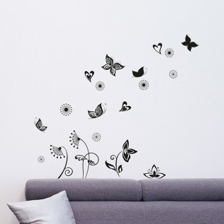 ambientazione adesivo murale butterflies silhouette