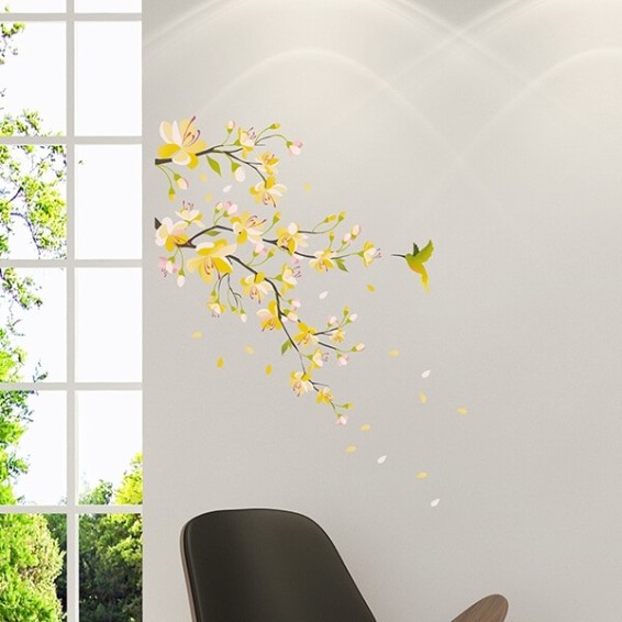 ambientazione adesivo murale yellow branch