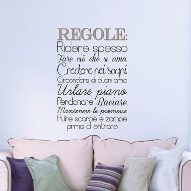 ambientazione prodotto frase adesiva regole della casa