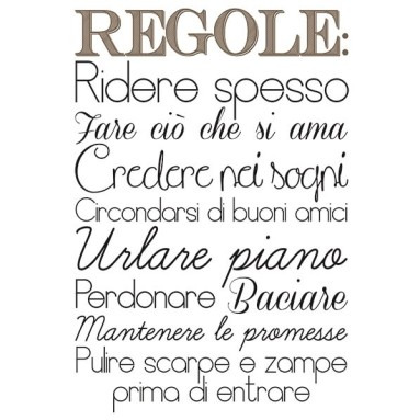grafica prodotto frase adesiva regole della casa