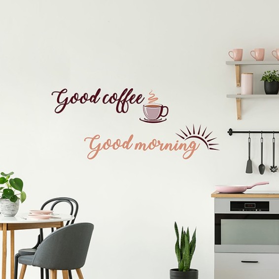 ambientazione prodotto frase adesiva good coffee