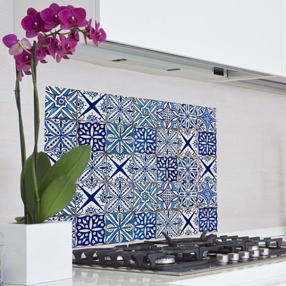 ambientazione prodotto kitchen panel blue azulejos