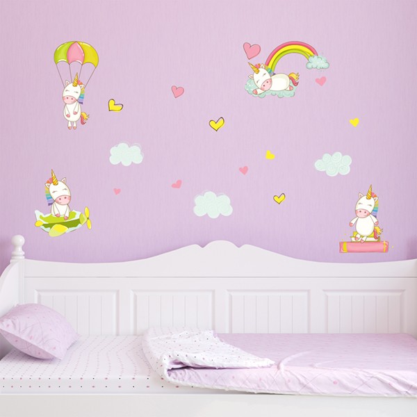 Adesivi Murali Camerette Baby Unicorns Bubble Free