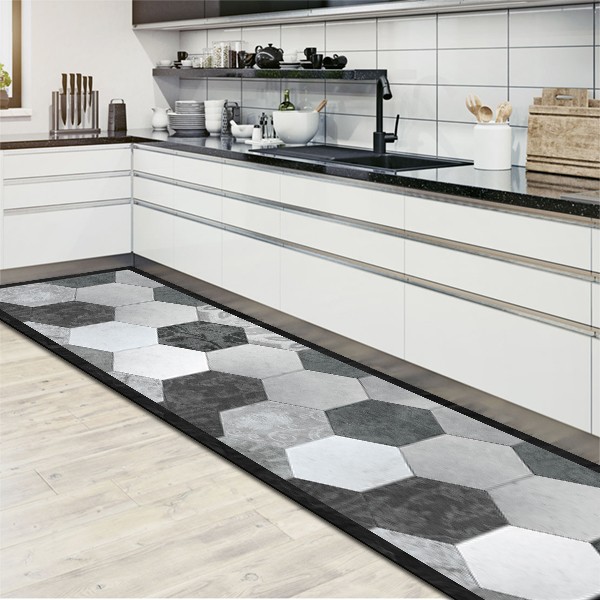 Tappeto cucina antiscivolo Passatoia - Grey Exagons Dimensione passatoia L  120 x H 50 cm
