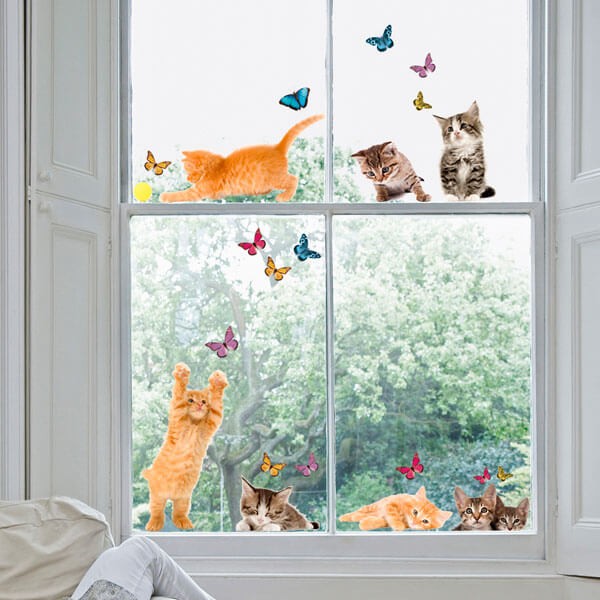 Adesivo decorativo per vetri e finestre Vetrofanie - Gattini